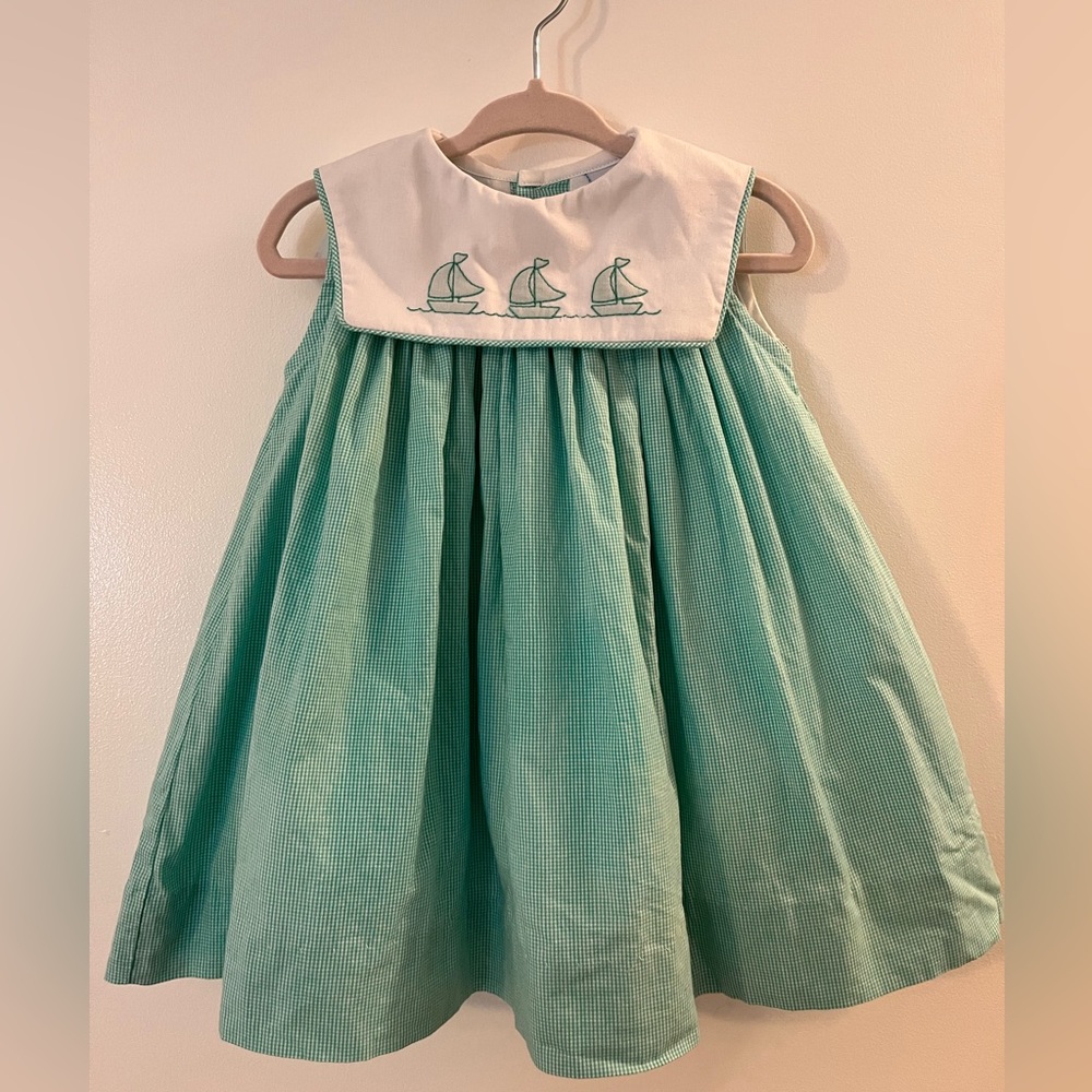 The Bailey Boys- Baby Girls Sleeveless Float Dress with Embroidered Collar